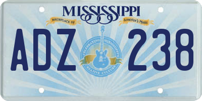 MS license plate ADZ238