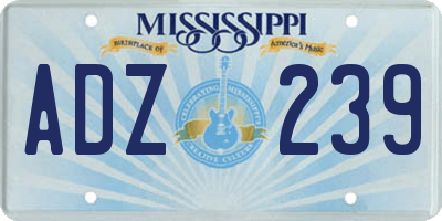 MS license plate ADZ239