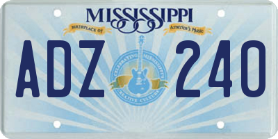 MS license plate ADZ240