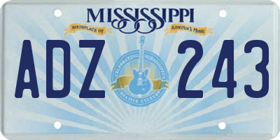 MS license plate ADZ243