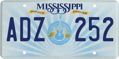 MS license plate ADZ252