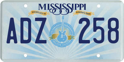 MS license plate ADZ258