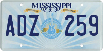 MS license plate ADZ259