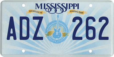 MS license plate ADZ262