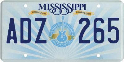 MS license plate ADZ265