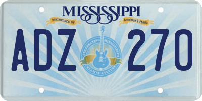MS license plate ADZ270
