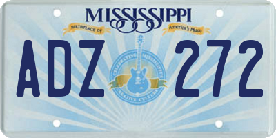 MS license plate ADZ272