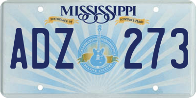 MS license plate ADZ273