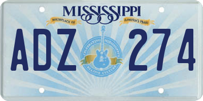 MS license plate ADZ274