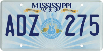 MS license plate ADZ275