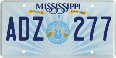 MS license plate ADZ277