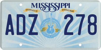 MS license plate ADZ278