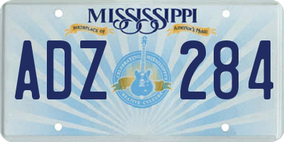 MS license plate ADZ284