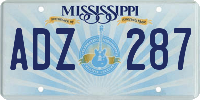 MS license plate ADZ287