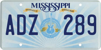 MS license plate ADZ289