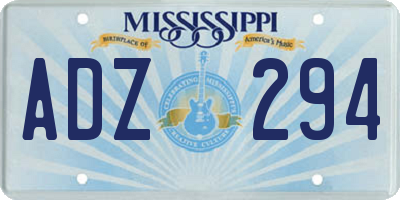 MS license plate ADZ294