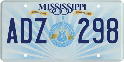 MS license plate ADZ298