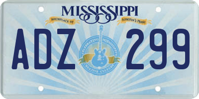 MS license plate ADZ299