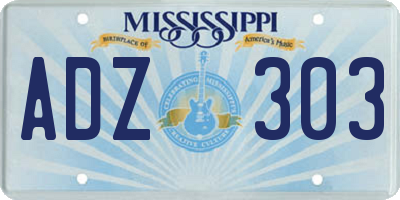 MS license plate ADZ303