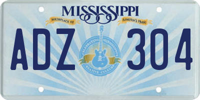 MS license plate ADZ304
