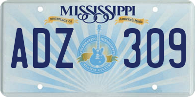 MS license plate ADZ309
