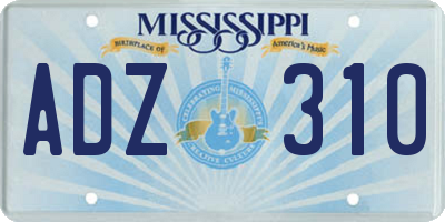 MS license plate ADZ310
