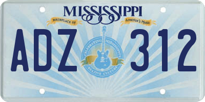 MS license plate ADZ312