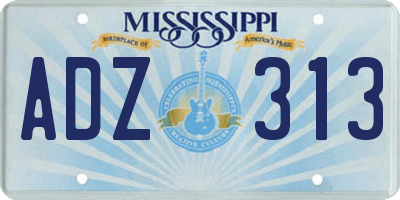 MS license plate ADZ313