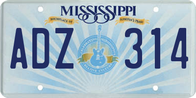 MS license plate ADZ314