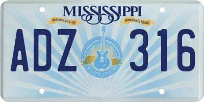MS license plate ADZ316