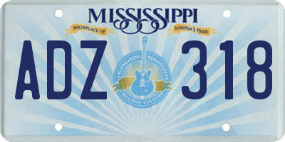 MS license plate ADZ318