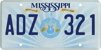MS license plate ADZ321