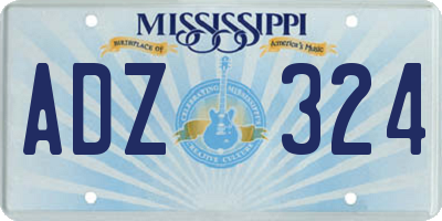 MS license plate ADZ324