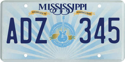 MS license plate ADZ345