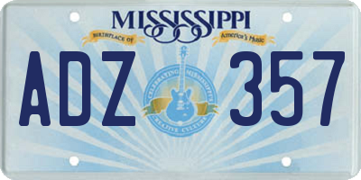 MS license plate ADZ357
