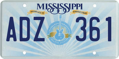 MS license plate ADZ361