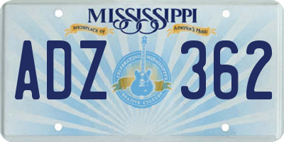 MS license plate ADZ362