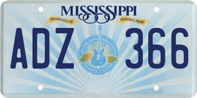 MS license plate ADZ366