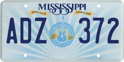MS license plate ADZ372