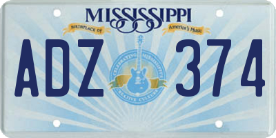 MS license plate ADZ374