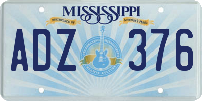 MS license plate ADZ376