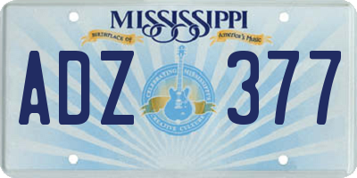 MS license plate ADZ377