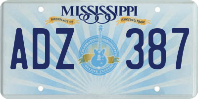MS license plate ADZ387