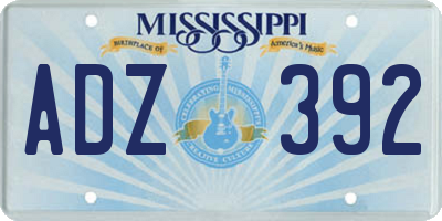 MS license plate ADZ392