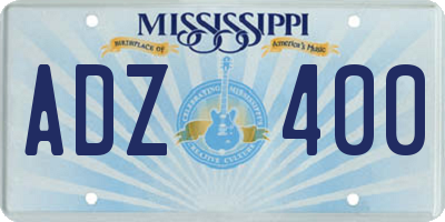 MS license plate ADZ400