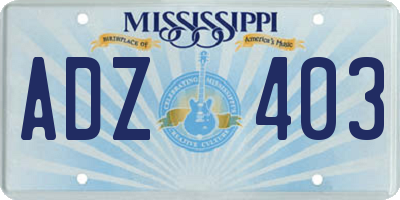 MS license plate ADZ403