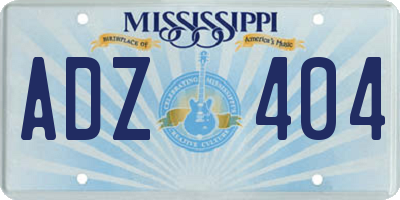 MS license plate ADZ404