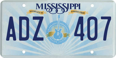 MS license plate ADZ407
