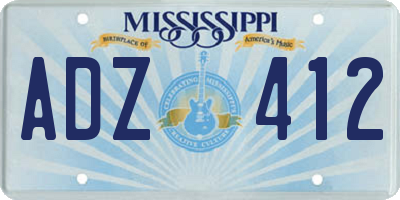 MS license plate ADZ412