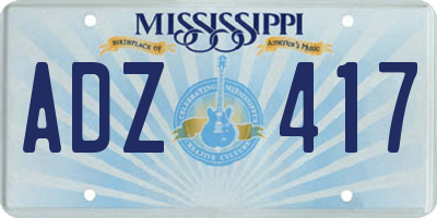 MS license plate ADZ417